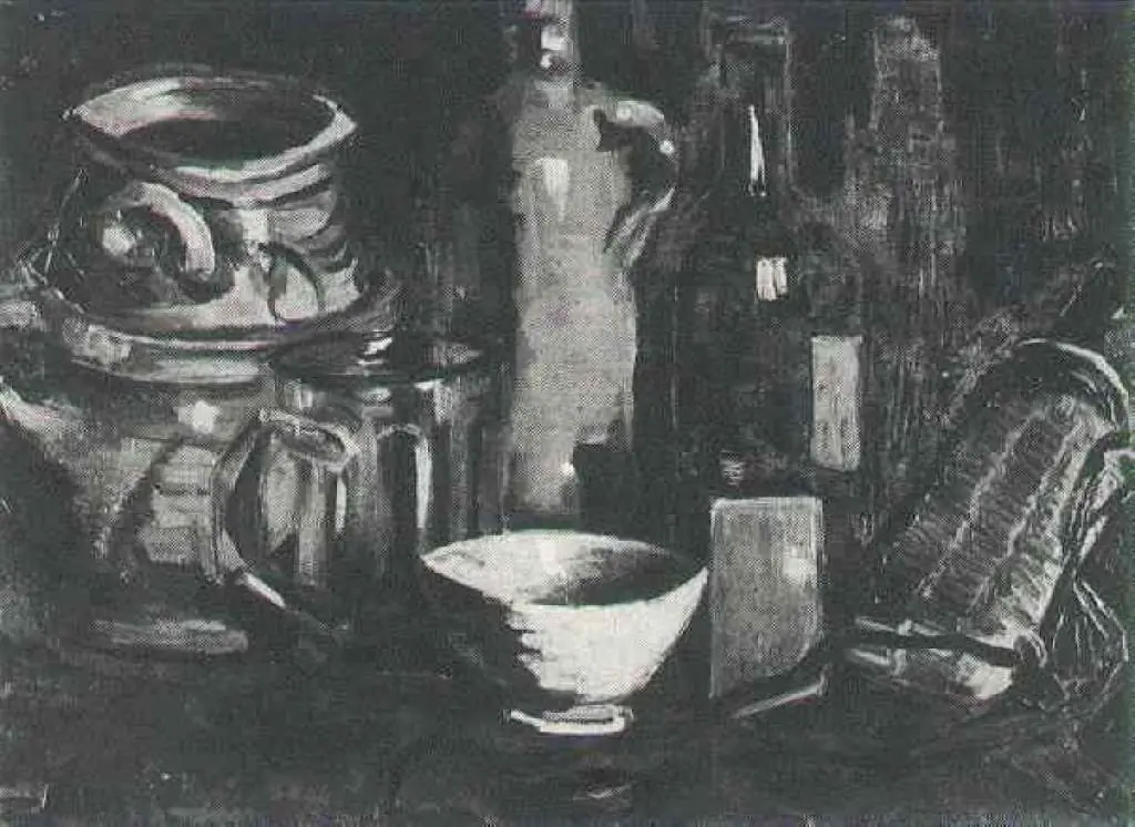 van Gogh Nuenen 1883-85: Still Life With Pottery Beer Glass And Bottle