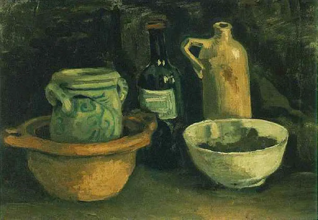 van Gogh Nuenen 1883-85: Still Life With Pottery And Two Bottles