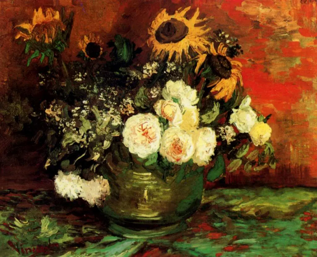 van Gogh Paris 1886-88: Bowl With Sunflowers Roses And Other Flowers