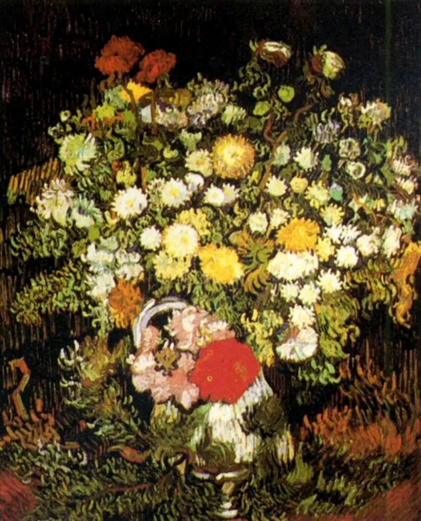 van Gogh Paris 1886-88: Chrysanthemums And Wild Flowers In A Vase