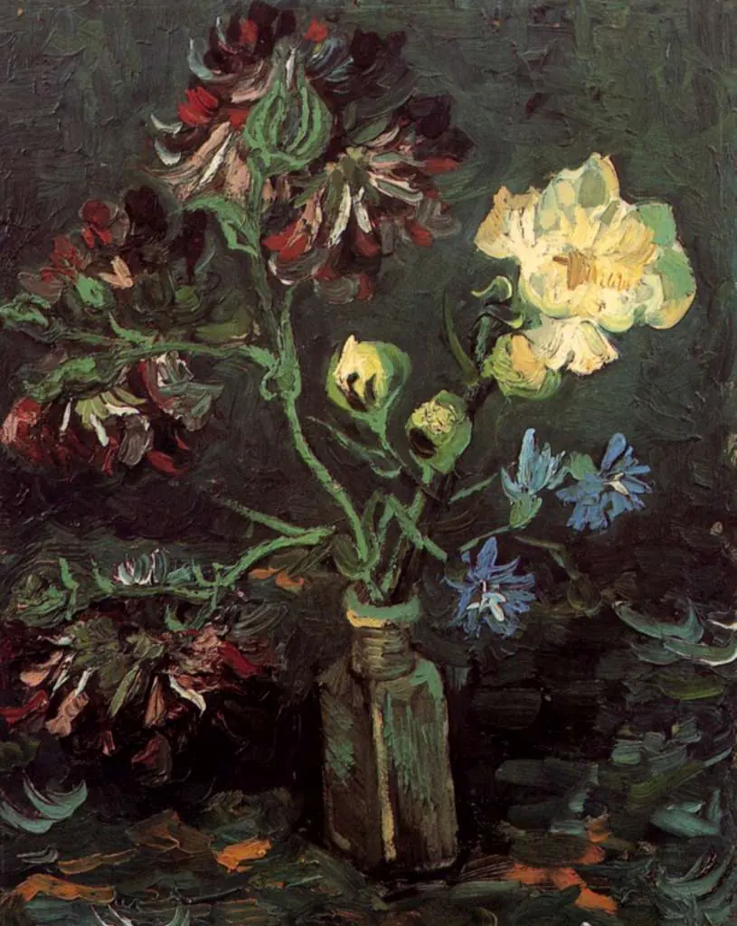 van Gogh Paris 1886-88: Vase With Myosotis And Peonies