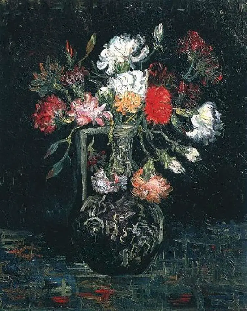 van Gogh Paris 1886-88: Vase With White And Red Carnations