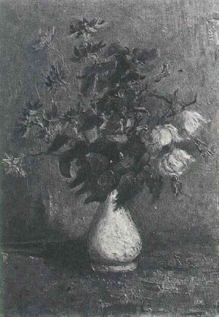 van Gogh Paris 1886-88: White Vase With Roses And Other Flowers