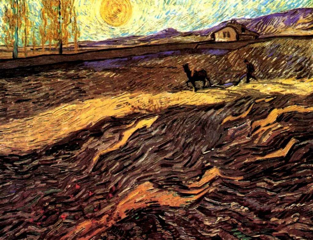 van Gogh Saint Remy 1889-90: Enclosed Field With Ploughman
