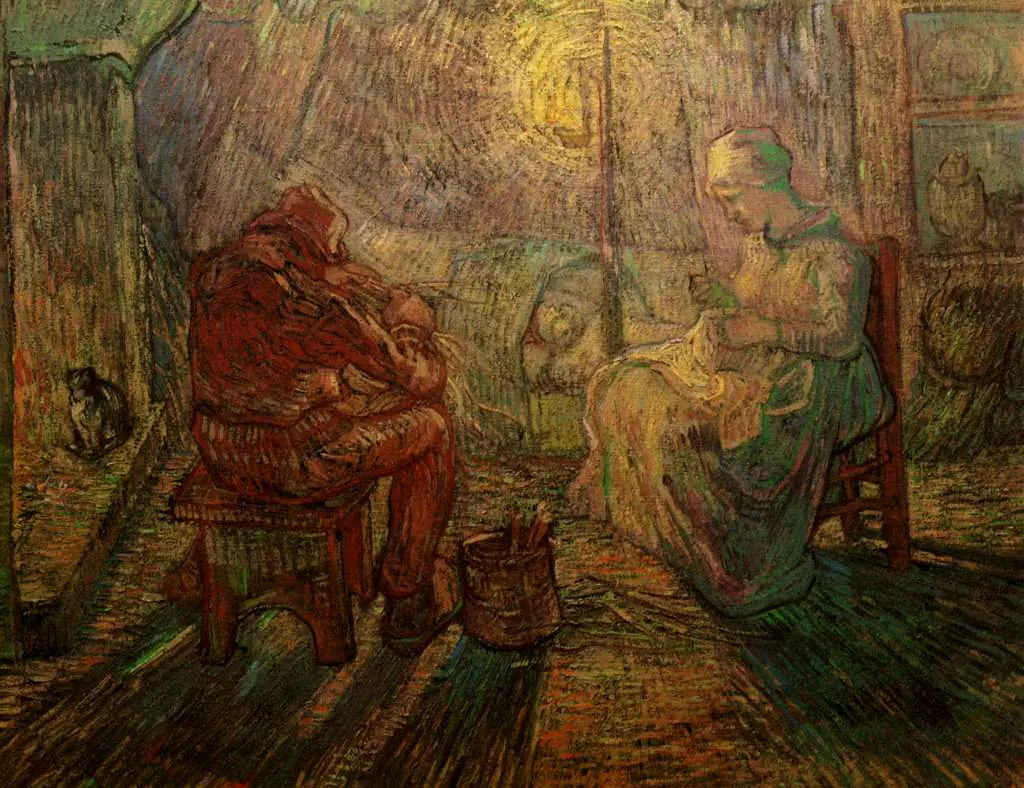 van Gogh Saint Remy 1889-90: Evening The Watch After Millet