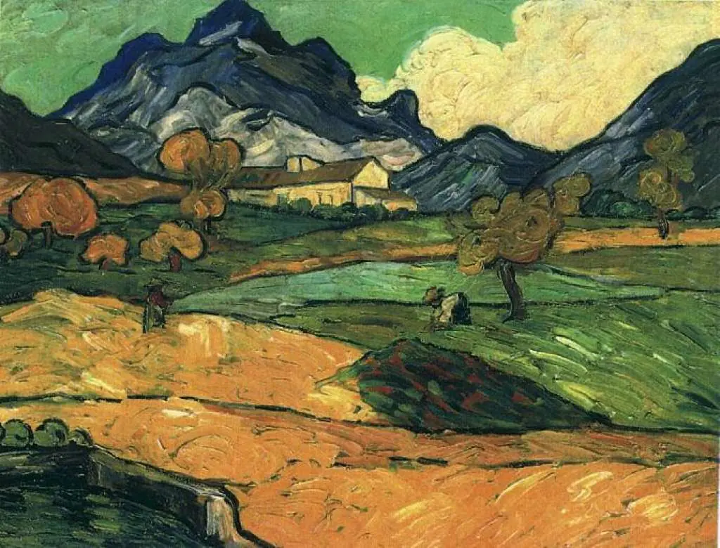 van Gogh Saint Remy 1889-90: Le Mont Gaussier With The Mas De Saint-paul