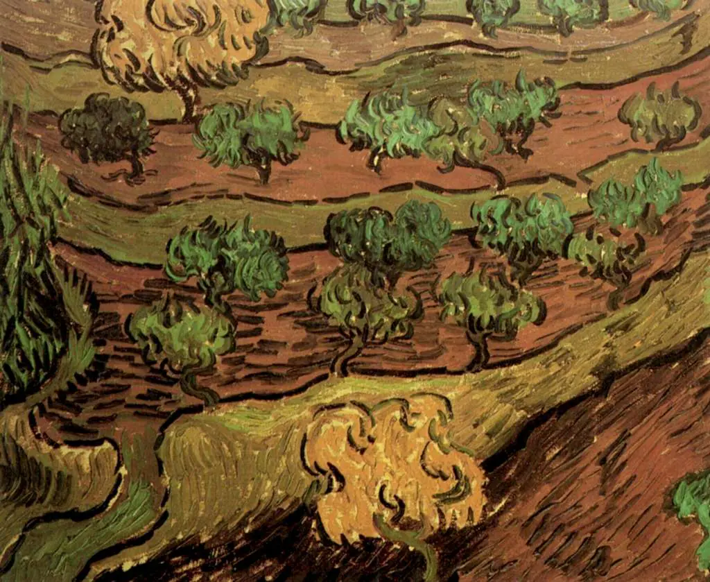 van Gogh Saint Remy 1889-90: Olive Trees Against A Slope Of A Hill