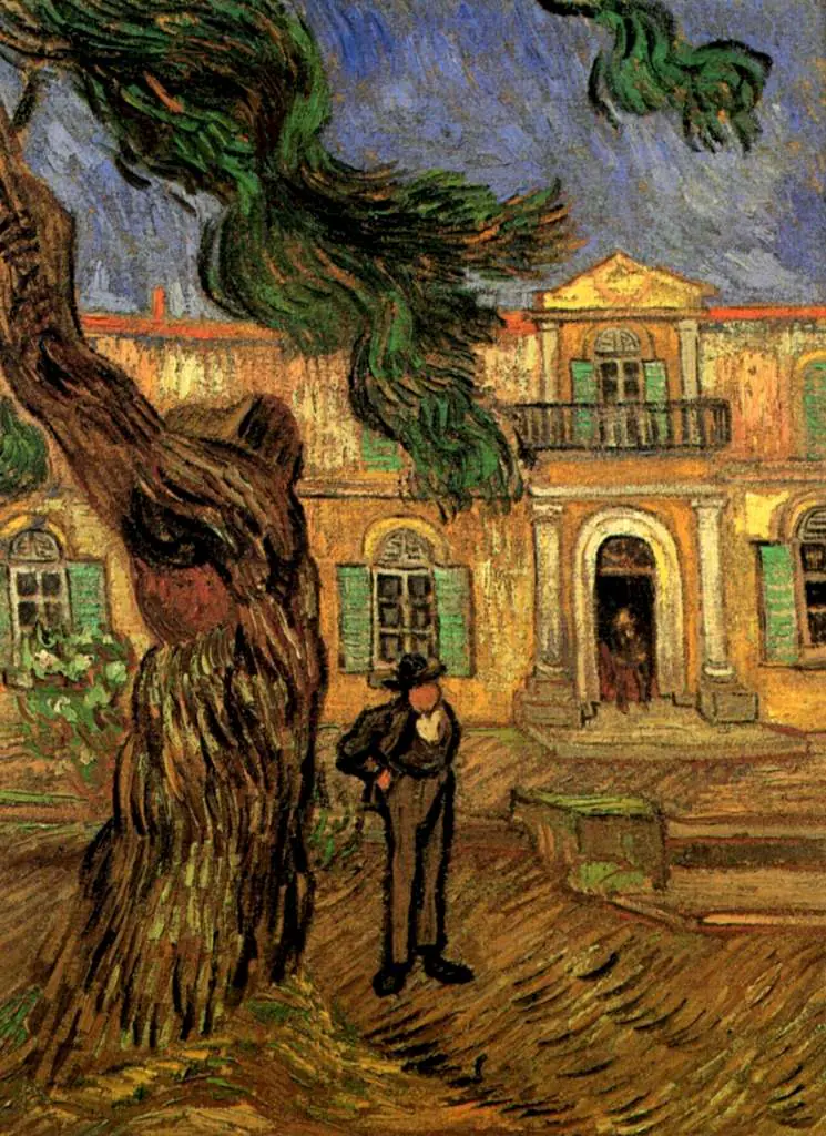 van Gogh Saint Remy 1889-90: Pine Trees With Figure In The Garden Of Saint-paul Hospital