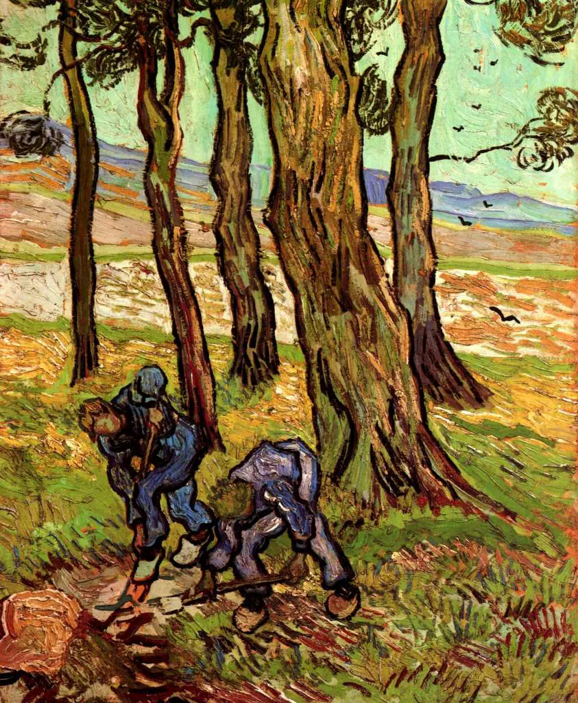 van Gogh Saint Remy 1889-90: Two Diggers Among Trees