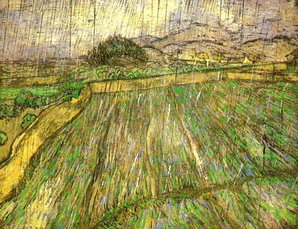 van Gogh Saint Remy 1889-90: Wheat Field In Rain