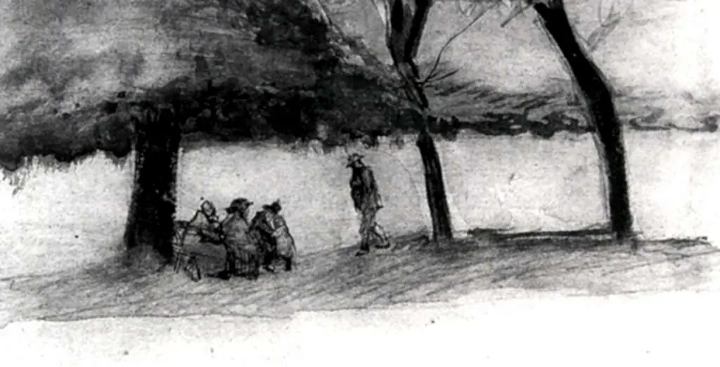 van Gogh Watercolors: Bench With Three Persons