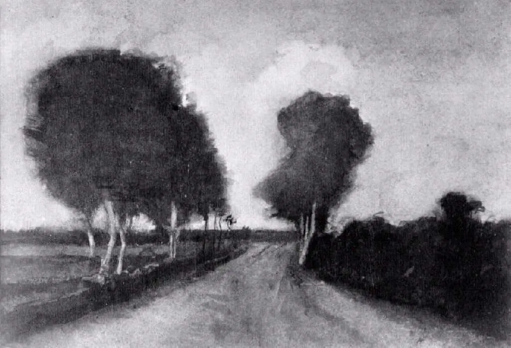 van Gogh Watercolors: Country Lane With Trees