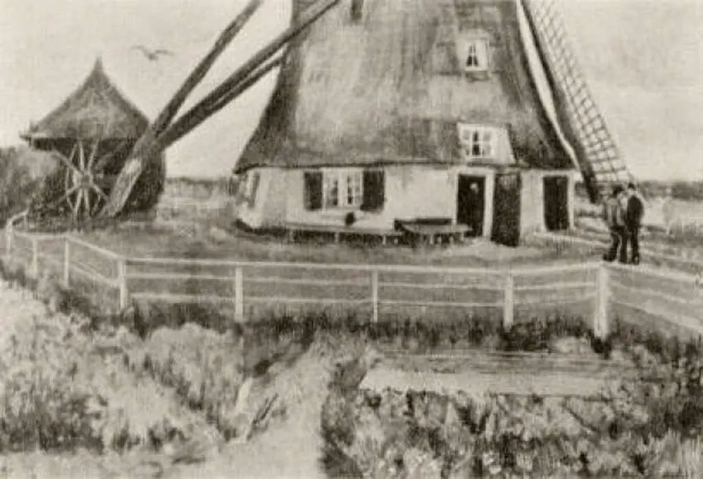 van Gogh Watercolors: Lower Part Of The Windmill De Laakmolen