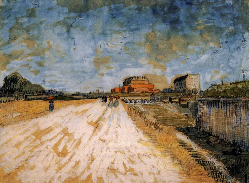 van Gogh Watercolors: Road Running Beside The Paris Ramparts