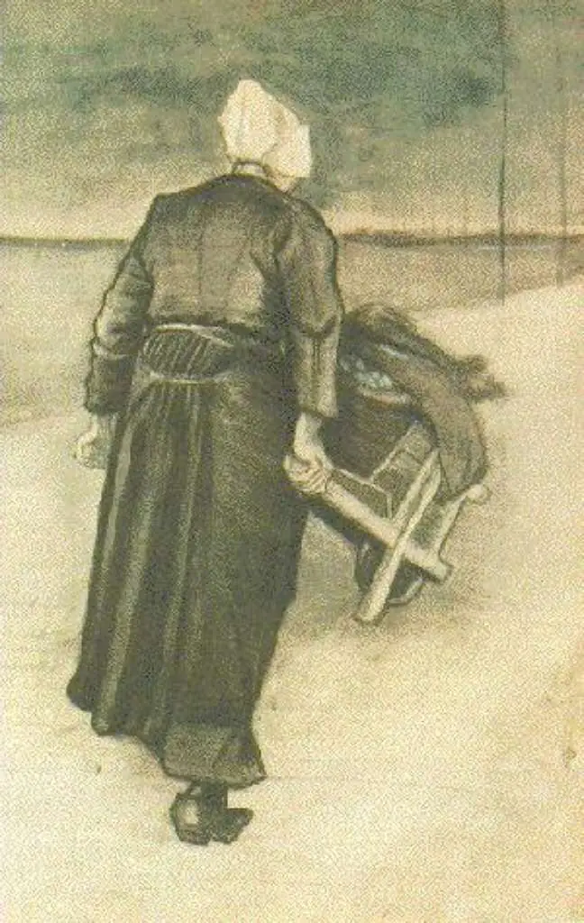 van Gogh Watercolors: Scheveningen Woman With Wheeelbarrow