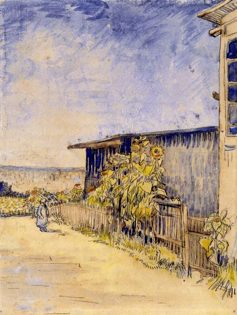 van Gogh Watercolors: Shed With Sunflowers