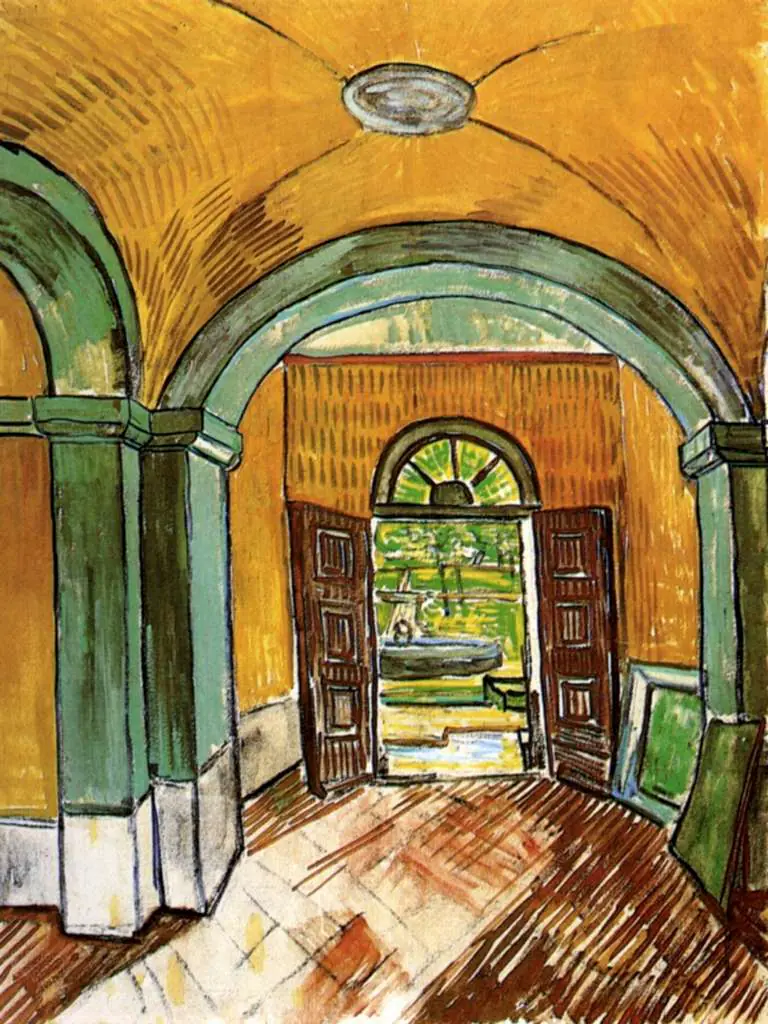 van Gogh Watercolors: The Entrance Hall Of Saint-paul Hospital