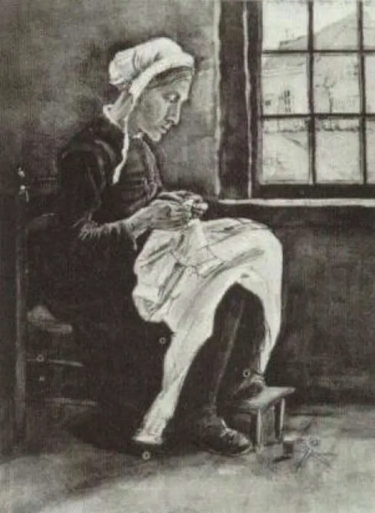 van Gogh Watercolors: Woman Sewing2