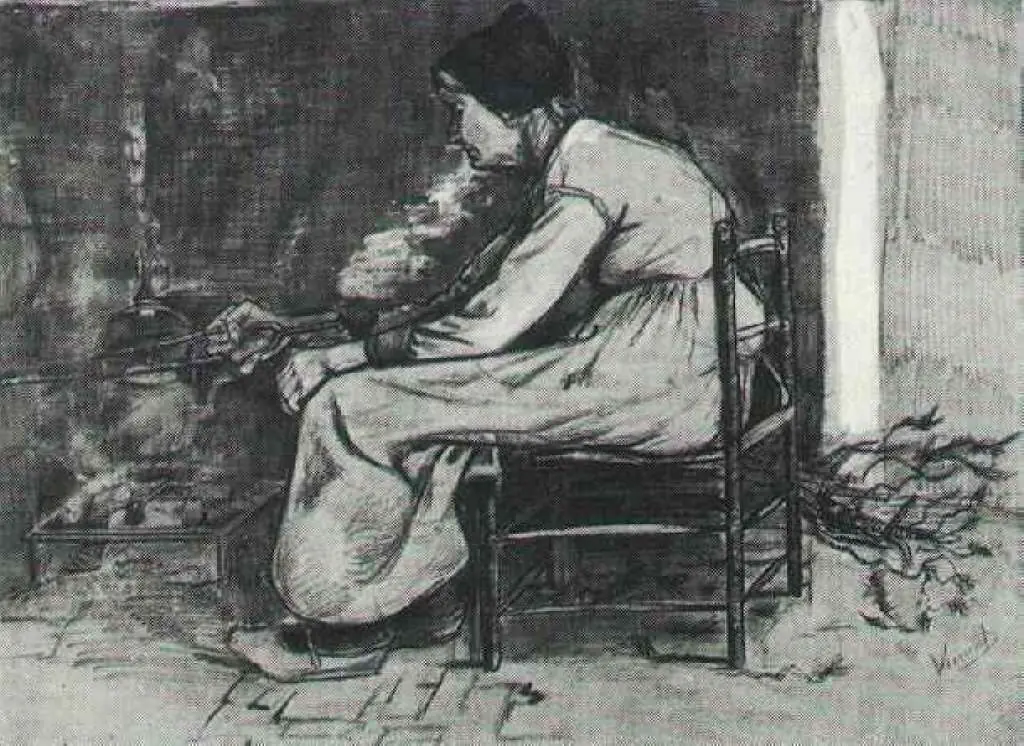 van Gogh Watercolors: Woman Sitting At The Fireside