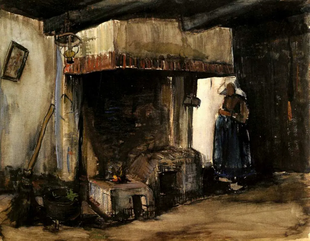 van Gogh Watercolors: Woman By A Hearth