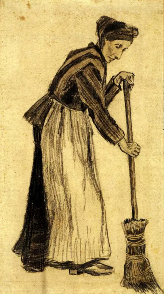 van Gogh Watercolors: Woman With A Broom2
