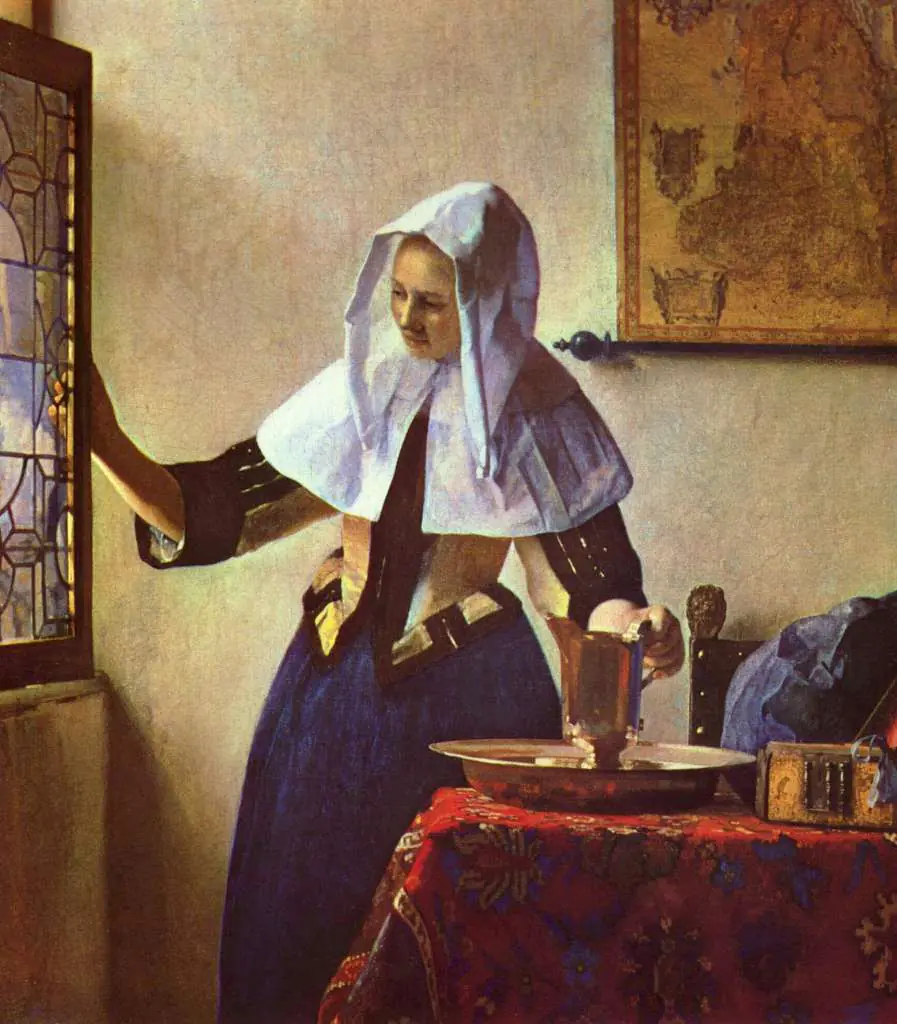 Vermeer: Junge Frau Mit Einem Wasserkrug Am Fenster